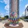 Egg sculpture outside Pinnacle Apartments
