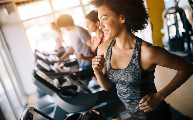 people working out in a gym