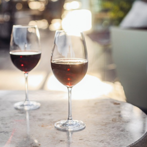 wine glasses on a table